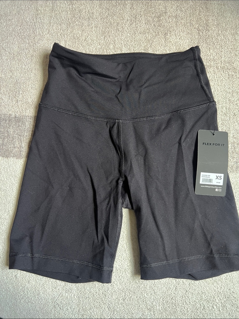 90 Degree By Reflex Black High-Rise Bike Shorts